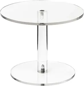 Vente en gros clair grand support de table rond en acrylique pour cupcake de mariage pour affichage uniquement