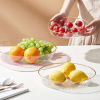 Plateau en plastique PET sans plomb à bord doré, plateau à fruits transparent