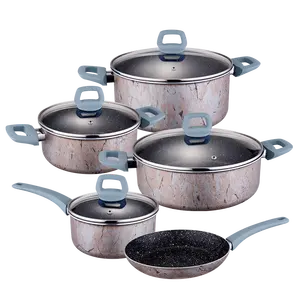 Cheap Marble Roller Coating Cooking Pot Set Non-stick Cookware Induction cooker De Cuisine Complet Casserole Set