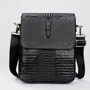 Sac bandoulière <span class=keywords><strong>homme</strong></span> en cuir véritable gaufré <span class=keywords><strong>tendance</strong></span>, sac messager de luxe à rabat motif crocodile pour <span class=keywords><strong>homme</strong></span>, vente en gros - Product Image 4