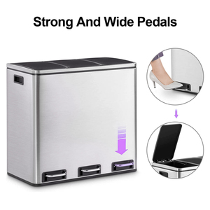 Contenedor de <span class=keywords><strong>Reciclaje</strong></span> de 3 Compartimentos y 54L con Función de Cierre Suave, Cubo de Basura Grande de Acero Inoxidable para <span class=keywords><strong>Cocina</strong></span> - Product Image 5
