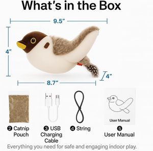 Juguete para Gatos con Diseño de Pájaro Volador - Alas que se Agitan, Sonido de Chirrido, Recargable por USB, Activación por Movimiento, Juguete para Gatos de Interior - Product Image 2