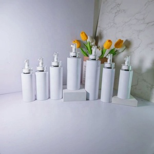 24 Teeth White PET Flat Shoulder Plastic <b>Bottle</b> With Acrylic Pump Head Lotion <b>Bottle</b> - Product Image 6