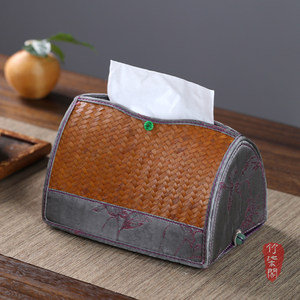 Xiangyun Yarn Bamboo Woven Tissue Box Handmade Chinese Style Desktop Storage - Product Image 5