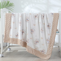 Couverture douce pour nouveau-né en minky, avec dos à pois pour berceau et poussette, double couche