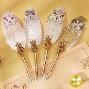 Ensemble <span class=keywords><strong>de</strong></span> stylos <span class=keywords><strong>plume</strong></span> personnalisés avec logo, motif hibou, avec perles <span class=keywords><strong>de</strong></span> sceau <span class=keywords><strong>de</strong></span> cire, cuillère et <span class=keywords><strong>porte</strong></span>-stylo – Coffret cadeau <span class=keywords><strong>de</strong></span> papeterie - Product Image 3