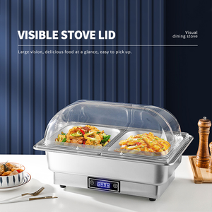 WINNERS Ensemble de chauffe-plats électriques en acier inoxydable Chauffe-plats pour buffet à température réglable Bain <span class=keywords><strong>Marie</strong></span> avec couvercle à rabat visible - Product Image 1