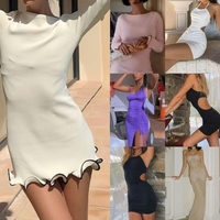 Gaun Rajut Rib Bodycon Tanpa Punggung Ukuran S-3XL, Diskon Musim Panas 2024, Gaun Santai Elegan Ukuran Besar untuk Wanita
