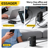 Station de charge multifonctionnelle ESSAGER US EU UK Plug 8 ports 380W pour ordinateur portable et téléphone, adaptateur secteur USB Type C à charge rapide