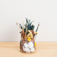 Vas kaca genggam DIY, ornamen dekorasi Interior mobil kantor rumah bunga kering aromaterapi Lemon kayu manis untuk seni gantung