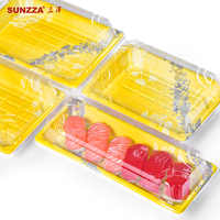 Sunzza paquete OEM y ODM amarillo desechable blister plástico PET sushi caja de embalaje