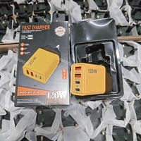 Pengisi Daya Dinding USB-C PD 120W 4 Port, Pengisian Cepat 3.0, Adaptor Ponsel OTP Pengisian Cepat