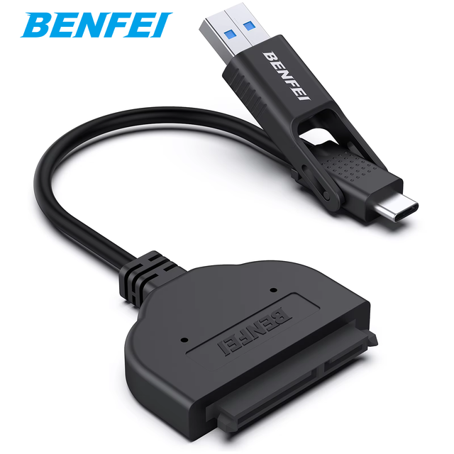 BENFEI SATA to USB Adapter Cable USB 3.0/USB-C to SATA III for Laptop Use DC Output Compatible with 2.5 Inch HDD and SSD