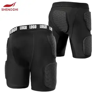 Shorts de compressão acolchoados para homens, shorts de cano curto personalizados de espuma Eva, cintas de futebol americano com 5 almofadas