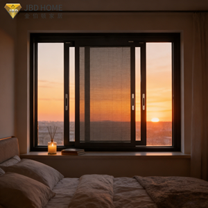 Ventana Corredera Moderna Ahorradora de Espacio con Marco Negro, <span class=keywords><strong>Mosquitera</strong></span> Integrada, Aislamiento Térmico, Certificación Energy Star para Apartamentos Pequeños - Product Image 2