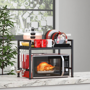 Adjustable Steel Extendable <strong>Microwave</strong> Oven <strong>Rack</strong> <strong>Microwave</strong>/Toaster Shelf for Kitchen Counter Home &amp; Bathroom Storage Holder Hook - Product Image 6