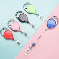 Porte-badge rétractable avec mousqueton, logo personnalisé, cadre en alliage de zinc, clip pour badge en plastique ABS de couleur unie