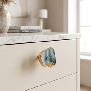 AK Brass Agate Stone Metal Cabinet Knob Multi Color Finish Premium Quality Handle For <b>Wardrobe</b> Drawer Furniture <b>Hardware</b> Luxury - Product Image 1