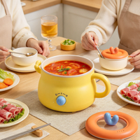 Casserole électrique portable 1,5 L, mini-casserole, intérieur antiadhésif, poêle électrique avec cuiseur vapeur pour la maison, le bureau, le dortoir, l'extérieur