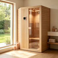 Cabine de sauna personnalisée haut de gamme avec porte en verre trempé, intérieur en bois naturel, système de contrôle numérique pour maison de luxe ou complexe hôtelier