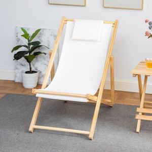 Chaise longue de plage pliable en bois et toile, vente en gros, tendance 2022 - Product Image 3