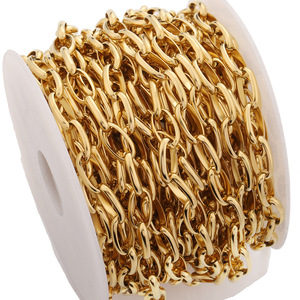 Cadena en forma de O de acero inoxidable chapada en oro con eslabones ovalados para la fabricación de collares, color 18k, que conserva el color, accesorio para joyería DIY. - Product Image 5