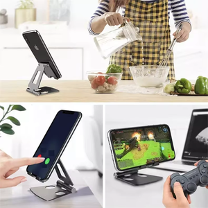 Soporte de escritorio de aluminio completamente plegable portátil Soporte de teléfono celular ajustable en ángulo para teléfonos móviles - Product Image 5