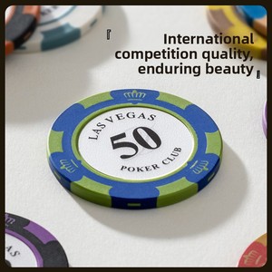 Set di Fiches da Poker Texas Hold'em Crown in Argilla Ecologica Standard da Casinò per Sale di Scacchi, Mahjong e Carte, con Valigetta in Alluminio - Product Image 4