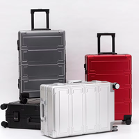 Valise à roulettes en alliage d'aluminium de 20/24/29 pouces, étanche, avec serrure à code TSA, valise en métal durable