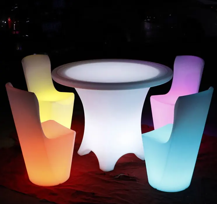 Beliebte LED-Stuhls ets für den Innenbereich, farbenfrohe Esszimmer möbel aus Kunststoff