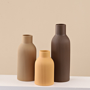 European Style Morandi Color Stripe Matte Premium Feel Ceramic Vase for Living Room Desktop Dried <b>Flower</b> <b>Display</b> Decoration - Product Image 6