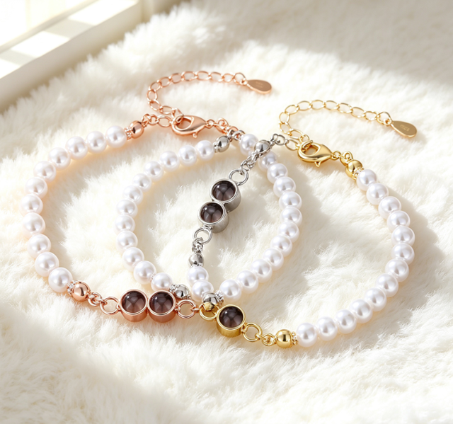 Personalized Custom Double Photo Projection Bracelet Memory Picture Women Anniversary Fashion Chain Photo Projection Bracelets
