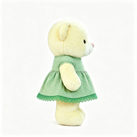 Peluche Ours en Peluche Doux et Moelleux, Adorable Poupée Ours Rembourrée avec Robe Verte à Manches Courtes, Jouet en Peluche Animal pour Enfants