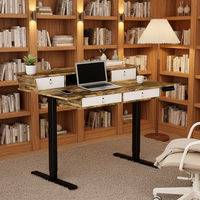 Bureau de travail ergonomique et durable à moteur unique, bureau debout réglable avec quatre tiroirs en métal