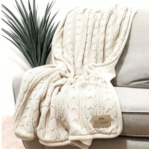 Manta de punto de algodón de alta calidad al por mayor, suave y acogedora, de 50*60 pulgadas, de forro polar, sencilla para el hogar en invierno. - Product Image 1