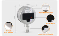 Manomètre numérique intelligent 1%FS avec écran LCD, fonction de maintien de la valeur maximale, 72,5 PSI, 5 bars, 0~500 kPa, capteur céramique, étalonnage, portable, M20