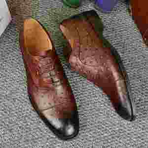 Luxurious Handcrafted Patchwork Pattern <b>Height</b> <b>Increasing</b> Dress <b>Shoes</b> Elegantly Laced Fashionable Style Suitable for Office - Product Image 4