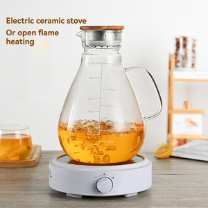 <span class=keywords><strong>Carafe</strong></span> en verre transparent durable et résistante à la chaleur avec poignée, écologique, pour servir de l'eau froide, du jus et des boissons à la maison ou au restaurant - Product Image 3