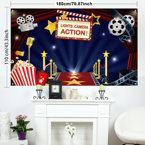 Bannière de fond portable pour remise de diplôme et <span class=keywords><strong>anniversaire</strong></span> 110x180cm en polyester pour décorations de fête cinéma - Product Image 3