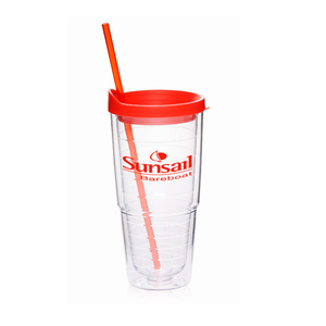 Promotional 24oz Plastic Double Wall Drinking Water Tumbler with Slide <b>Lid</b> Water Bottle with <b>Straw</b> - Product Image 5