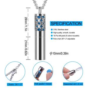 Colgante de acero inoxidable con medallón para botella, recipiente para aromaterapia, perfume, 316L - Product Image 5