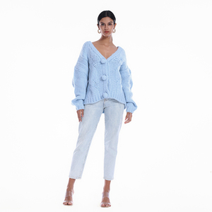 <span class=keywords><strong>Cardigan</strong></span> <span class=keywords><strong>blu</strong></span> di design personalizzato 2025 da donna a manica lunga maglione allentato all'uncinetto stile Casual invernale lavorato a mano <span class=keywords><strong>blu</strong></span> per le donne - Product Image 1