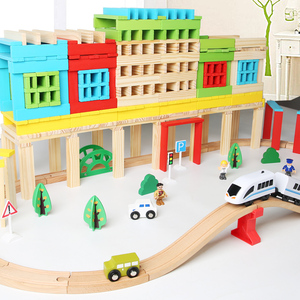Chất Lượng Cao Tương Tác Giáo Dục Đồ Chơi Đặt Bằng Gỗ <span class=keywords><strong>Train</strong></span> Theo Dõi Xây Dựng Khối <span class=keywords><strong>Train</strong></span> Đường Sắt Cho Trẻ Em - Product Image 4