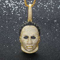 Collier pendentif masque Hip Hop micro-pavé CZ, bijou statement pour homme