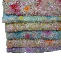 Tissu en dentelle tricotée brodée de sequins pour robes de mariée, robes de soirée, costumes de scène, motifs imprimés pour femmes, garniture cordonnée