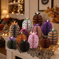 Calabaza de Papel con Diseño de Murciélago en 3D, con Lazo, Linda Decoración de Halloween para Sala de Estar, Repisa, Adorno para Fiestas