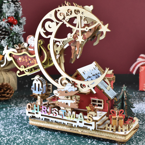 Mô hình lắp ráp <span class=keywords><strong>3D</strong></span> nhà Giáng sinh Tongmuqu 2026 bằng gỗ, đồ chơi bán chạy, mô hình lắp ráp thủ công ba chiều để xây dựng Giáng sinh - Product Image 2