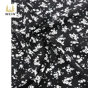 WI-B12 Selling well not see through wool peach fabric black and white monochrome printing for shirts