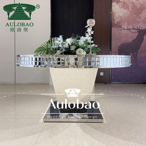 Table de mariage en acier inoxydable avec cadre en métal argenté et dessus en verre - Product Image 3