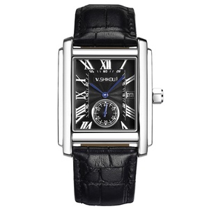 OEM Top Luxury Men's <b>Watch</b> Square Quartz <b>Watch</b> Calendar <b>Case</b> Leather Quartz Movement Waterproof <b>Watch</b> Men's Brand - Product Image 2